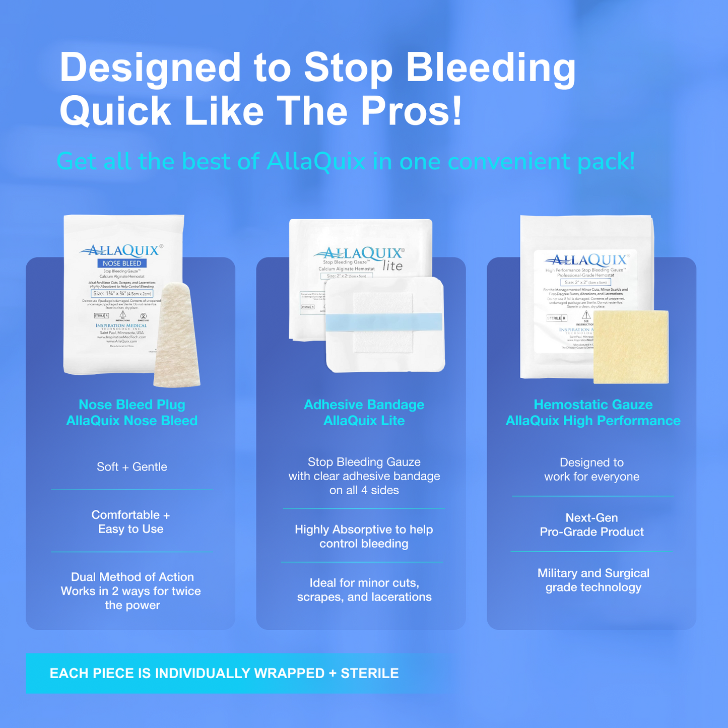 AllaQuix Stop Bleeding Gauze Variety Pack