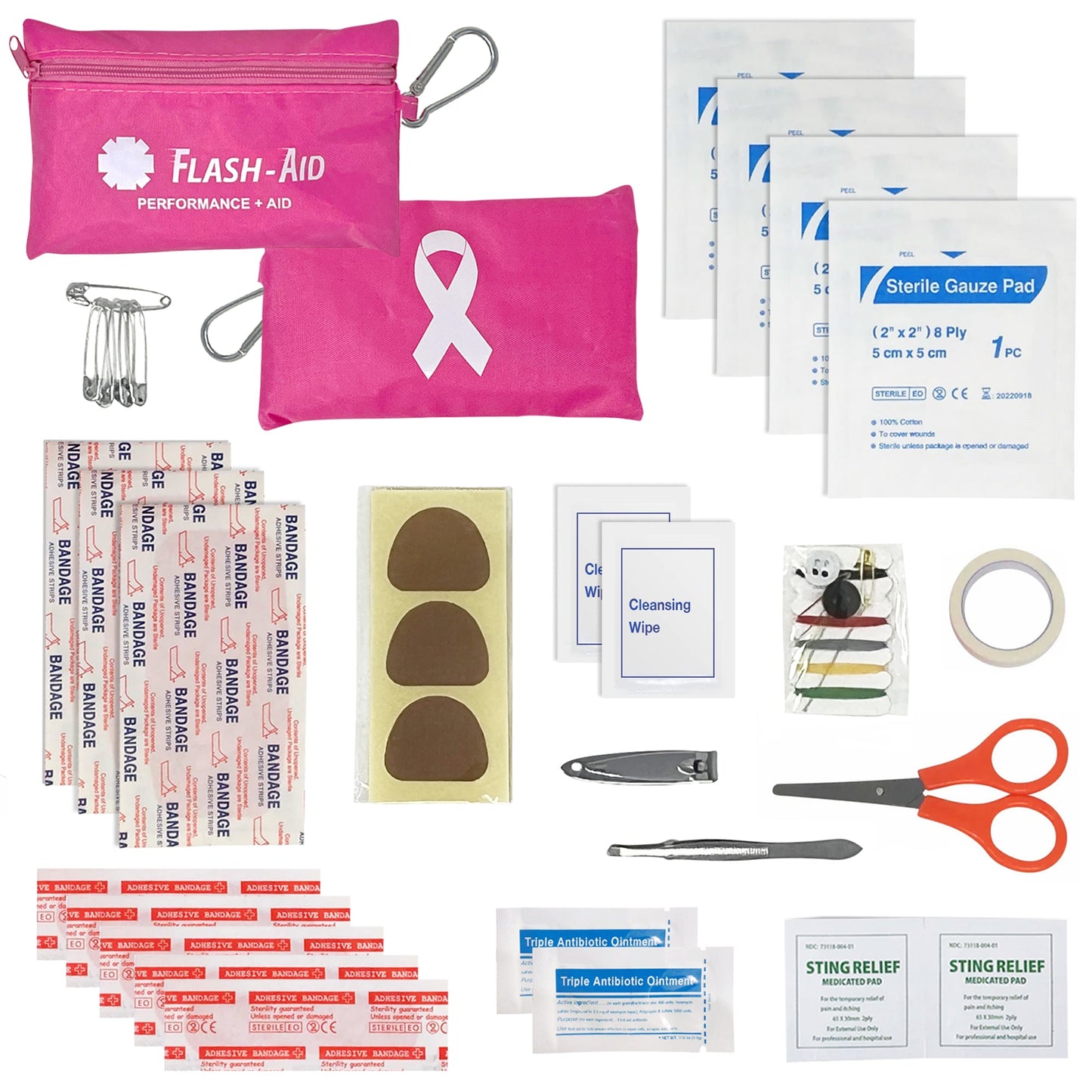 Pink First Aid Kit for Breast Cancer Charity Walks (2-Pack Mini First Aid Kit)